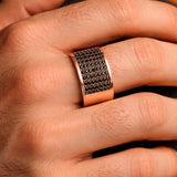 Half Eternity Black Diamond Ring in 14K Gold