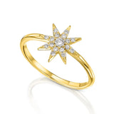 Star Shape Ring in Gold with Diamonds