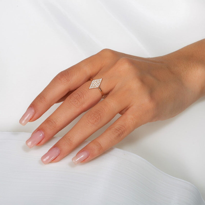 Triangle Shape Ring in Gold with Diamonds
