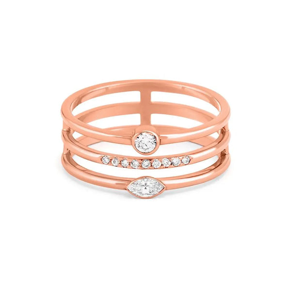 Trio Band Ring in Gold with Diamonds