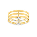 Trio Band Ring in Gold with Diamonds