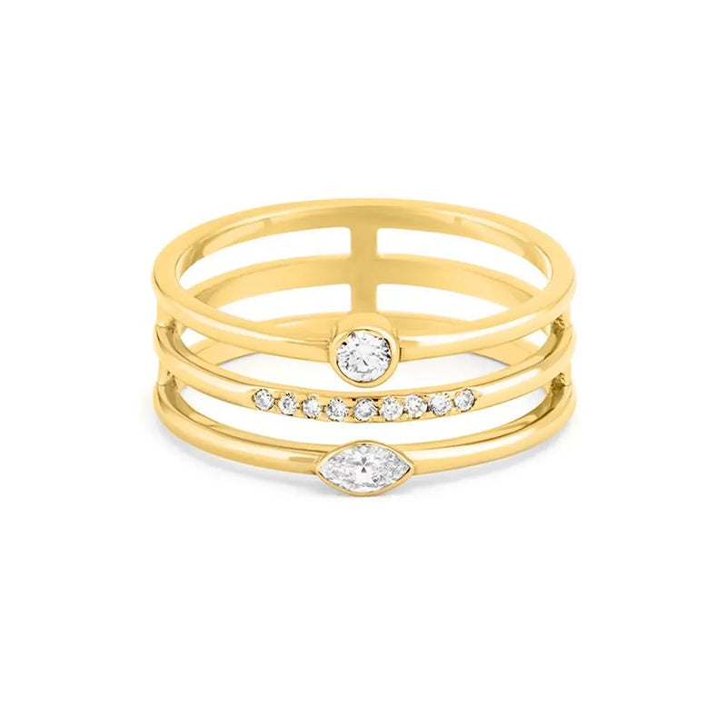 Trio Band Ring in Gold with Diamonds