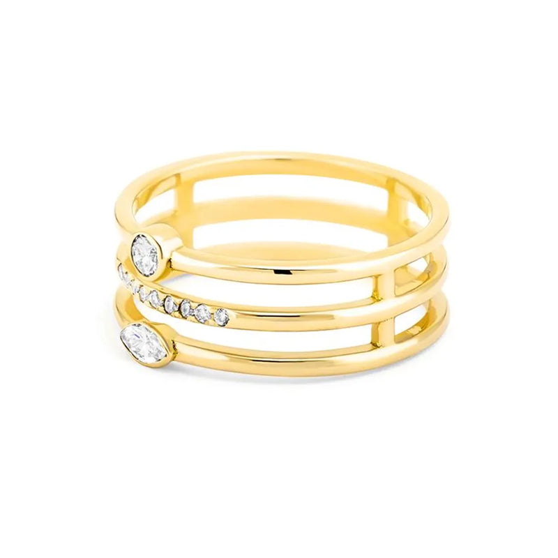 Trio Band Ring in Gold with Diamonds