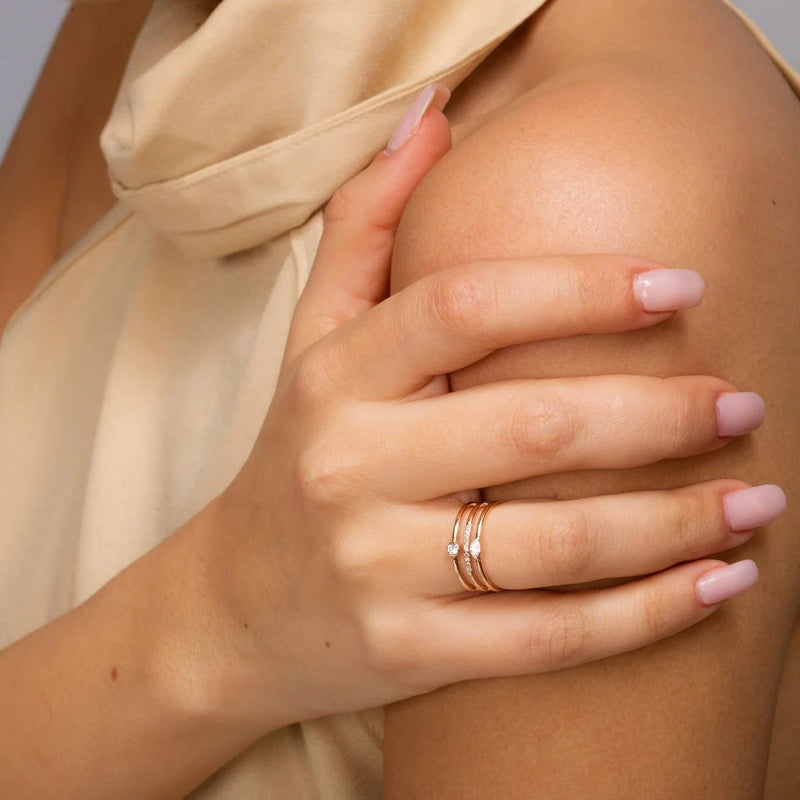 Trio Band Ring in Gold with Diamonds