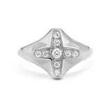 Cross Shaped Ring in Gold with Diamonds
