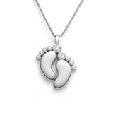 Tiny Baby Feet Necklace in Gold with Diamonds
