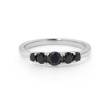 5 Stones Black Diamonds Ring in 14K Gold