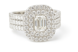 Emerald Cut Shaped Engagement Ring  in Gold with Diamonds
