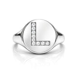 Personalized Initial Letter Ring in 14K Gold with Diamond
