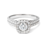 Round Shape Engagement Ring in Gold with Diamonds