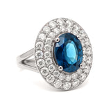 Blue Oval Sapphire Engagement Ring in Gold with Diamonds