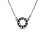 Double Circle Halo Necklace in Gold with Natural Black Diamond