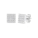 Square Shape Earrings in Gold with Diamonds