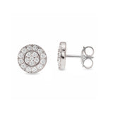 Halo Design Round Shape Disk Earrings in Gold with Diamonds