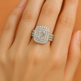 Emerald Cut Shaped Engagement Ring  in Gold with Diamonds