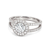 Two Band Halo Engagement Ring in Gold with Diamonds