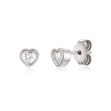 Small Heart-Shaped Diamond Earrings in Solid 14K Gold