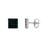Black Natural Diamond Square Shape Earrings in Gold
