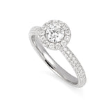 Round Halo Engagement Ring  in Gold with Diamonds