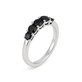 5 Stones Black Diamonds Ring in 14K Gold