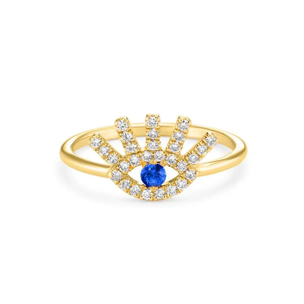 Evil Eye Ring in Gold with Diamonds