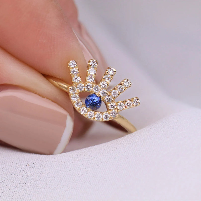 Evil Eye Ring in Gold with Diamonds