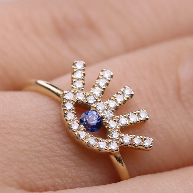 Evil Eye Ring in Gold with Diamonds