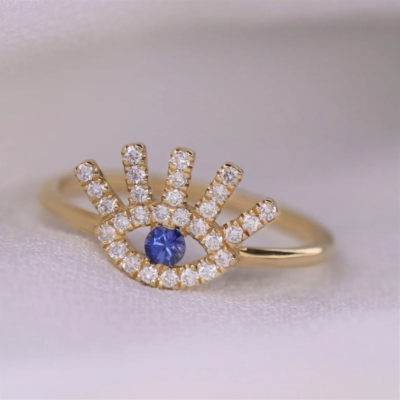 Evil Eye Ring in Gold with Diamonds