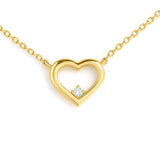 Heart Minimal Necklace in Gold with Diamonds
