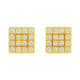 Square Shape Earrings in Gold with 32 Diamonds 0.15ct