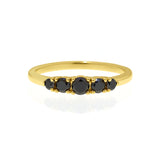5 Stones Black Diamonds Ring in 14K Gold