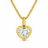 Solitaire Diamond Heart Pendant in 14K Solid Gold