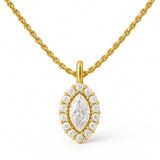 Halo Necklace Marquise Diamond Cut in 14K Solid Gold