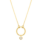 Heart Cut Diamond Solitaire Necklace in 14K Solid Gold