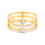 Trio Band Ring in Gold with Marquise a Round Diamonds