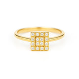 Square Shape Ring in Gold with Diamonds