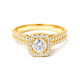 Round Shape Engagement Ring in Gold with Diamonds