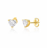 Single Heart Earrings in Gold with Diamond