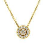 Round Charm Necklace in Gold with Diamonds