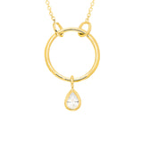Pear shape Necklace in 14K Gold Bezel Set Diamond