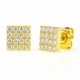 Square Shape Earrings in Gold with Diamonds