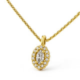 Halo Necklace Marquise Diamond Cut in 14K Solid Gold