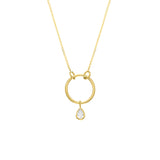 Pear shape Necklace in 14K Gold Bezel Set Diamond