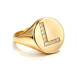 Personalized Initial Letter Ring in 14K Gold with Diamond