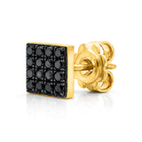 Black Natural Diamond Square Shape Earrings in Gold