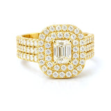 Emerald Cut Shaped Engagement Ring  in Gold with Diamonds