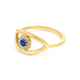 Evil Eye Shape  Ring in Gold with Diamonds