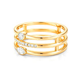 Trio Band Ring in Gold with Marquise a Round Diamonds