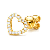 Pair Heart Earrings in Gold with Diamonds