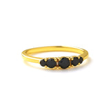 5 Stones Black Diamonds Ring in 14K Gold